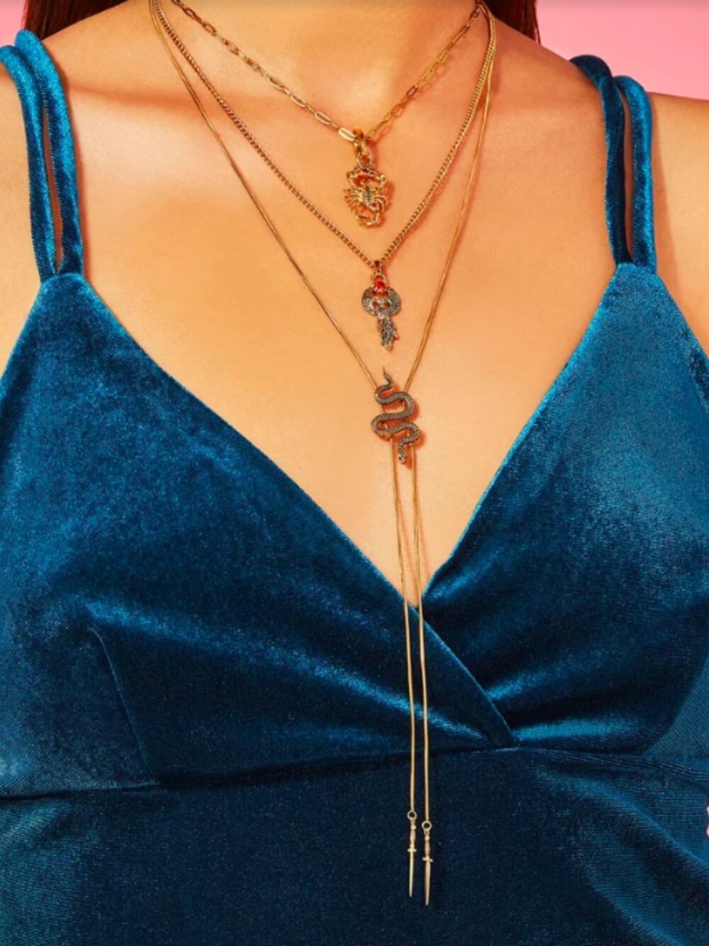 Little Rooms Gold Snake Bolo Tie Necklace Dagger Western Gothic